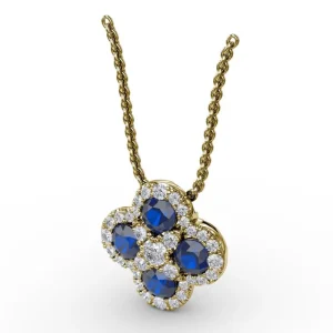 Hot Fana Flower Sapphire and Diamond Pendant