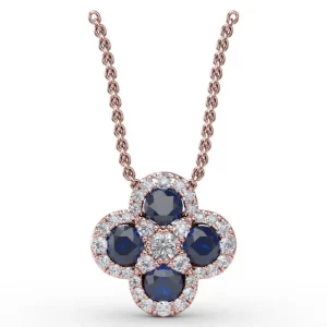 Hot Fana Flower Sapphire and Diamond Pendant