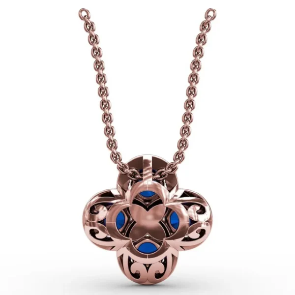 Hot Fana Flower Sapphire and Diamond Pendant