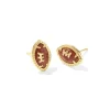 Hot Kendra Scott Football Gold Stud Earrings in Orange Goldstone