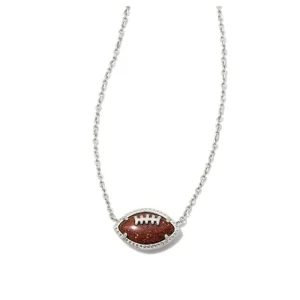 Hot Kendra Scott Football Short Pendant Silver In Orange Goldstone