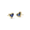 Online Kendra Scott Framed Ari Heart Gold Stud Earrings in Mood Stone