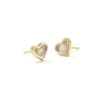 Discount Kendra Scott Framed Ari Heart Gold Stud Earrings in Iridescent Abalone