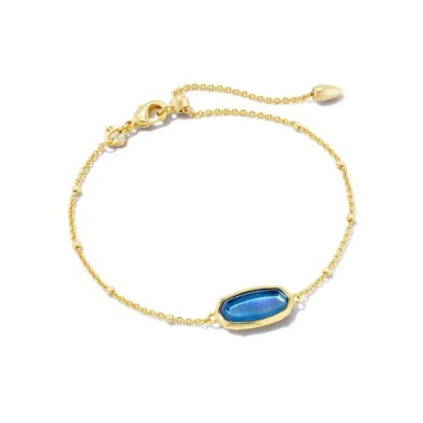 Fashion Kendra Scott Framed Elaina Delicate Chain Bracelet in Dark Blue Mother of Pearl