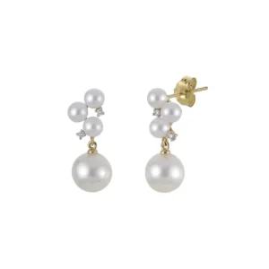 New Kelley Collection Freshwater Cultured Pearl & Diamond Earrings