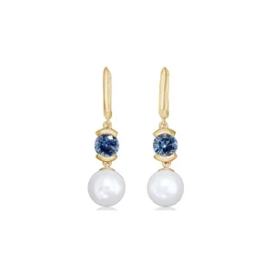 Online Parlu00e9 Freshwater Cultured Pearl & Montana Sapphire Earrings