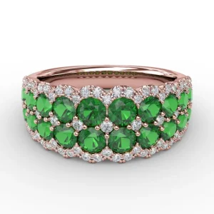 Discount Fana Get Sentimental Emerald and Diamond Double Row Ring