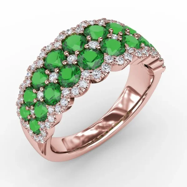 Discount Fana Get Sentimental Emerald and Diamond Double Row Ring