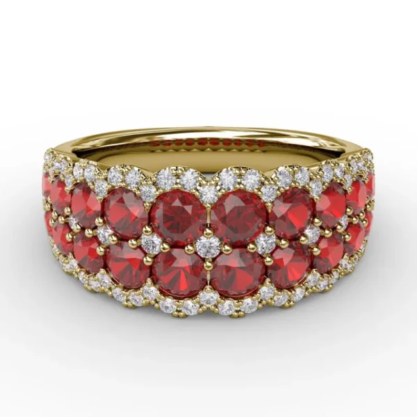 Best Fana Get Sentimental Ruby and Diamond Double Row Ring