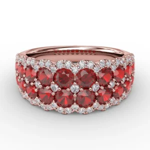 Best Fana Get Sentimental Ruby and Diamond Double Row Ring