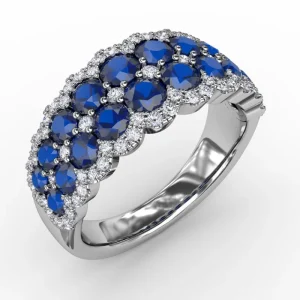 Online Fana Get Sentimental Sapphire and Diamond Double Row Ring