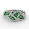 Online Fana Glam Galore Emerald and Diamond Leaf Ring