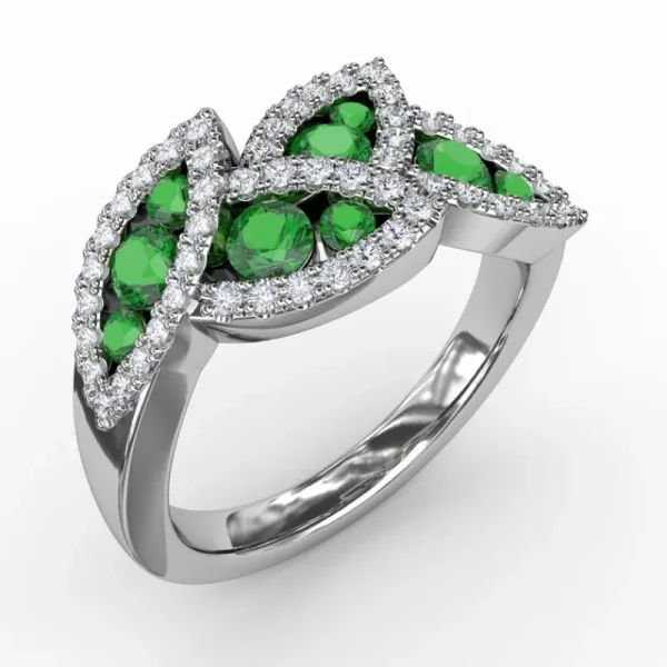 Online Fana Glam Galore Emerald and Diamond Leaf Ring