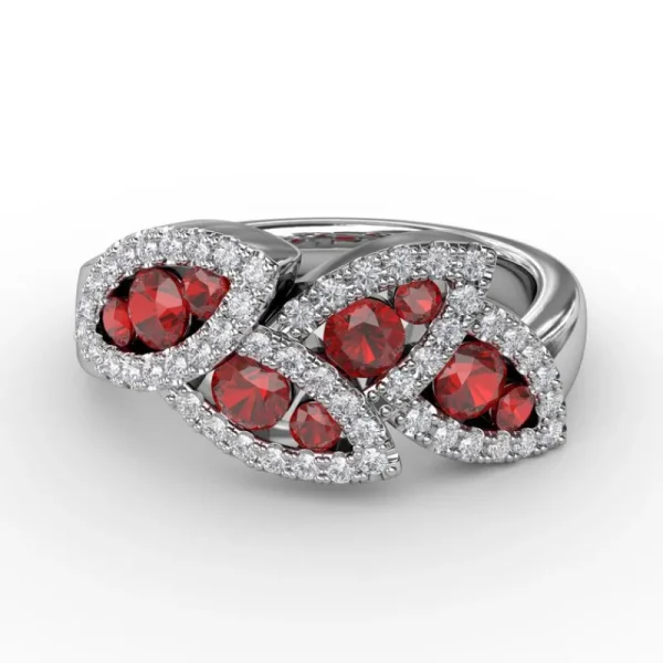 Fashion Fana Glam Galore Ruby and Diamond Leaf Ring