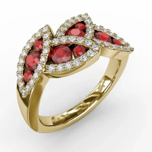 Fashion Fana Glam Galore Ruby and Diamond Leaf Ring