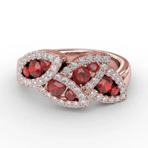 Fashion Fana Glam Galore Ruby and Diamond Leaf Ring