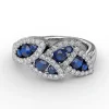 Fashion Fana Glam Galore Sapphire and Diamond Leaf Ring