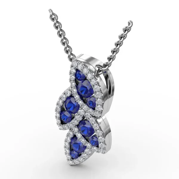 New Fana Glam Galore Sapphire and Diamond Leaf Pendant