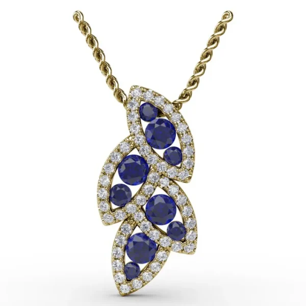 New Fana Glam Galore Sapphire and Diamond Leaf Pendant