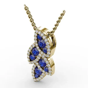 New Fana Glam Galore Sapphire and Diamond Leaf Pendant