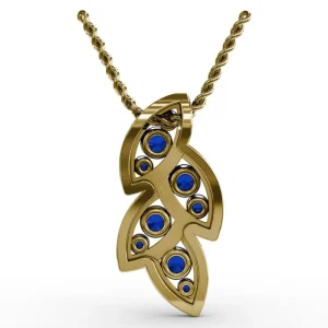 New Fana Glam Galore Sapphire and Diamond Leaf Pendant