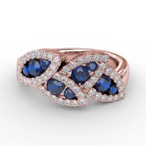 Fashion Fana Glam Galore Sapphire and Diamond Leaf Ring