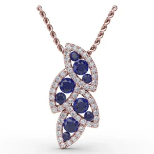 New Fana Glam Galore Sapphire and Diamond Leaf Pendant