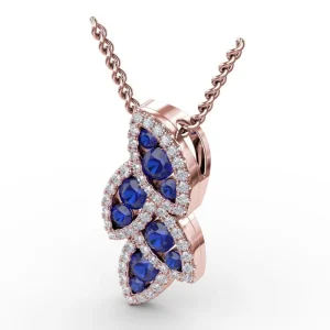 New Fana Glam Galore Sapphire and Diamond Leaf Pendant