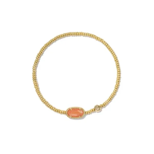 Sale Kendra Scott Grayon Stretch Bracelet Gold in Orange Banded Agate