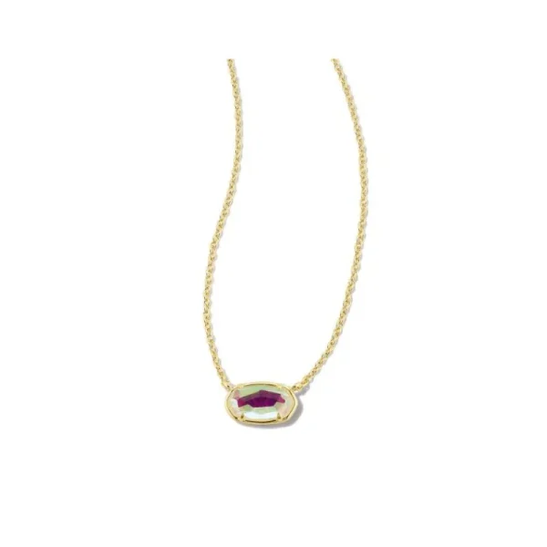 New Kendra Scott Grayson Gold Pendant Necklace in Dichroic Glass