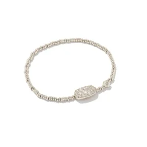 Outlet Kendra Scott Grayson Silver Stretch Bracelet In White Crystal