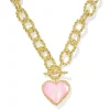 New Kendra Scott Haisley Heart Gold Statement Necklace in Blush Ivory Mother of Pearl