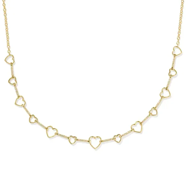 Sale Kendra Scott Haisley Heart Gold Strand Necklace in White Crystal