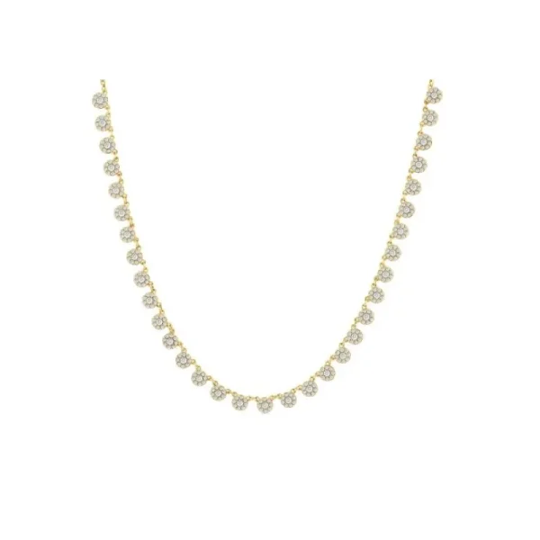 Fashion Kelley Collection Halfway Cluster Diamond Necklace