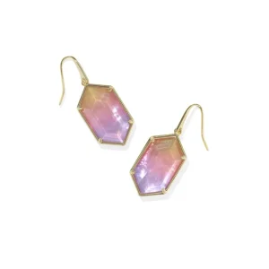 Online Kendra Scott Hallie Gold Drop Earrings in Sunrise Watercolor Illusion