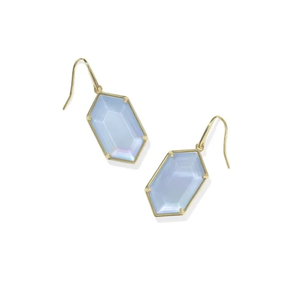 Fashion Kendra Scott Hallie Gold Drop Earrings in Sky Blue Mother of Pearl