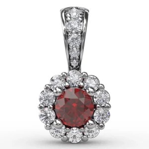 Hot Fana Halo Ruby and Diamond Pendant