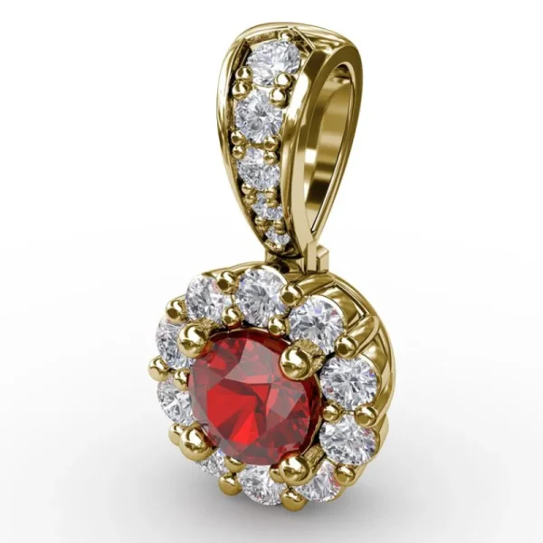 Hot Fana Halo Ruby and Diamond Pendant