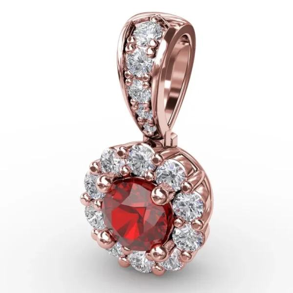 Hot Fana Halo Ruby and Diamond Pendant