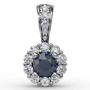 Outlet Fana Halo Sapphire and Diamond Pendant