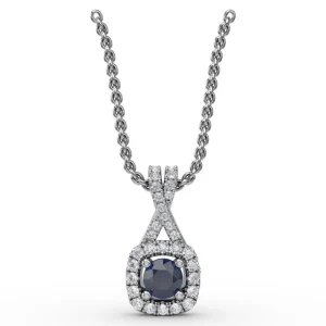 Hot Fana Halo Sapphire and Diamond Pendant