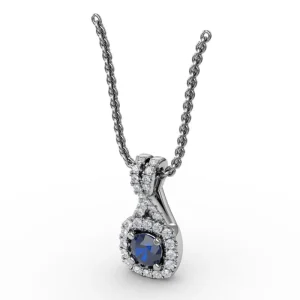 Hot Fana Halo Sapphire and Diamond Pendant