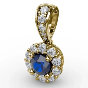 Outlet Fana Halo Sapphire and Diamond Pendant