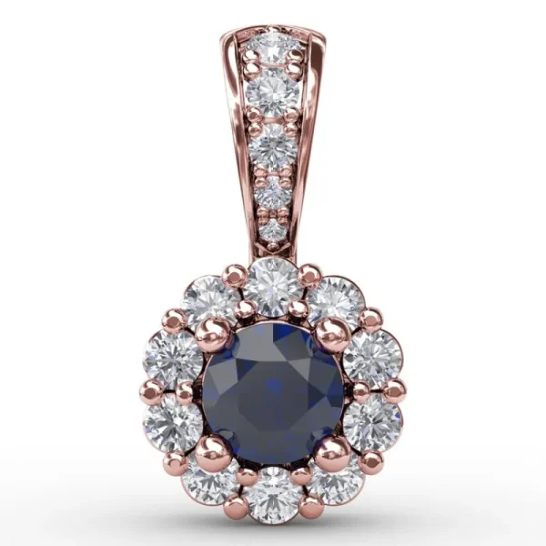 Outlet Fana Halo Sapphire and Diamond Pendant