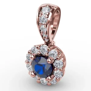 Outlet Fana Halo Sapphire and Diamond Pendant