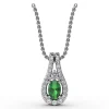 Best Fana Halo Teardrop Emerald and Diamond Pendant