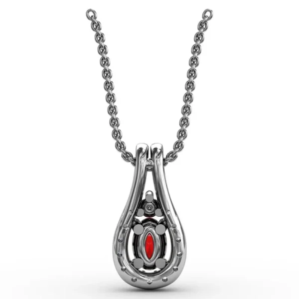 New Fana Halo Teardrop Ruby and Diamond Pendant