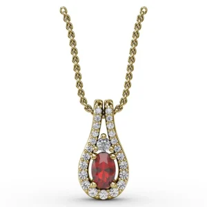 New Fana Halo Teardrop Ruby and Diamond Pendant