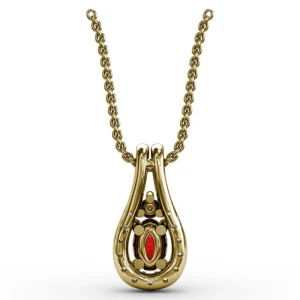 New Fana Halo Teardrop Ruby and Diamond Pendant