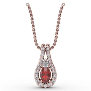 New Fana Halo Teardrop Ruby and Diamond Pendant